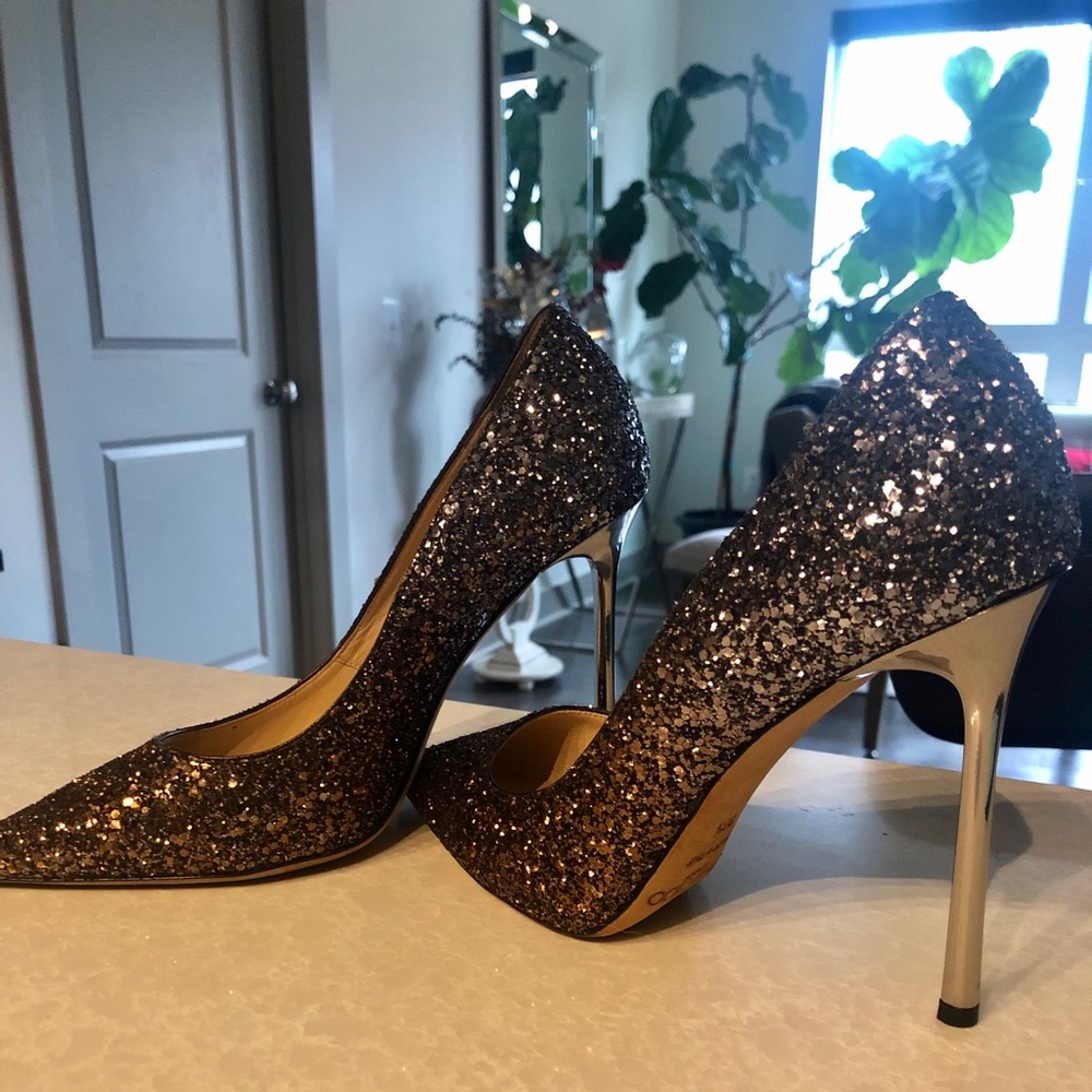 Jimmy Choo Romy Glitter Heels - Picture 2 of 5